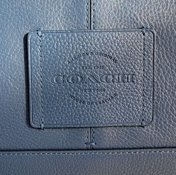 Coach Hudson Navy Blue Leather Messenger Bag With Adjustable Strap - Picture 4 of 16